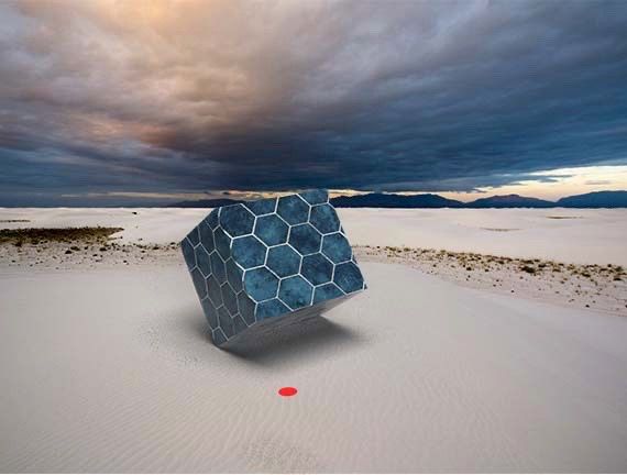 Red Dot visits the Hexaoctocubeagon in the Mojave desert by Bill Walker